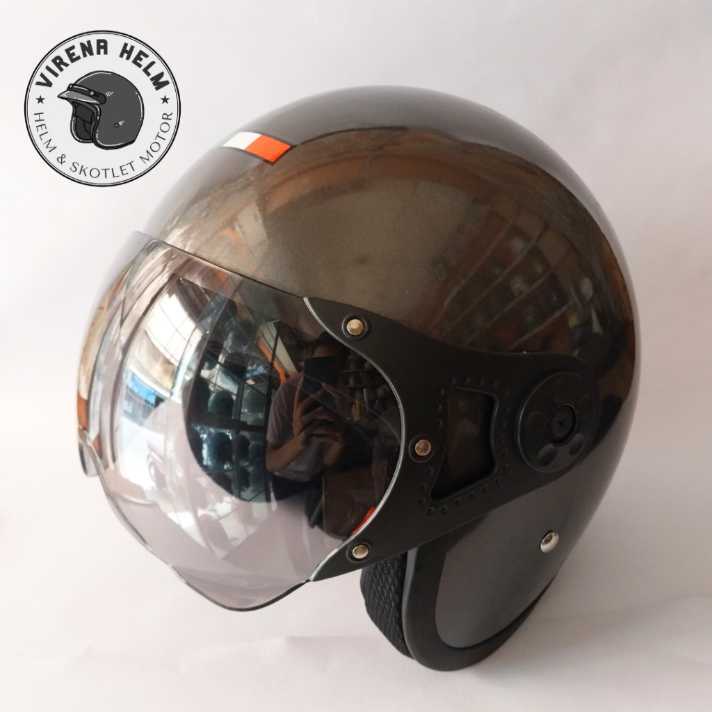 Jual HELM PILOT ITALY SOLID GREY DEWASA SNI MURAH FREE PACKING DUS DAN ...