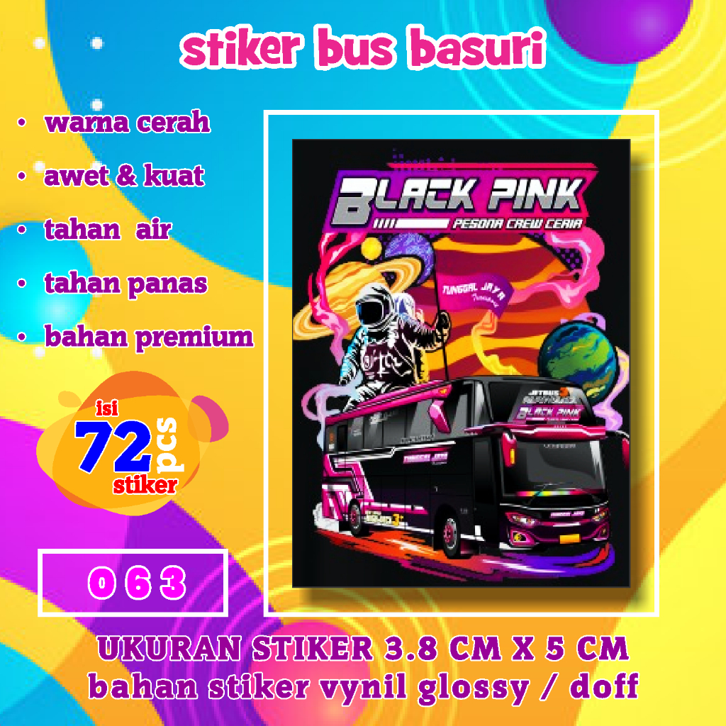 Jual Stiker Bus Basuri Black Pink [063] Warna Cerah Kuat Tidak Luntur ...