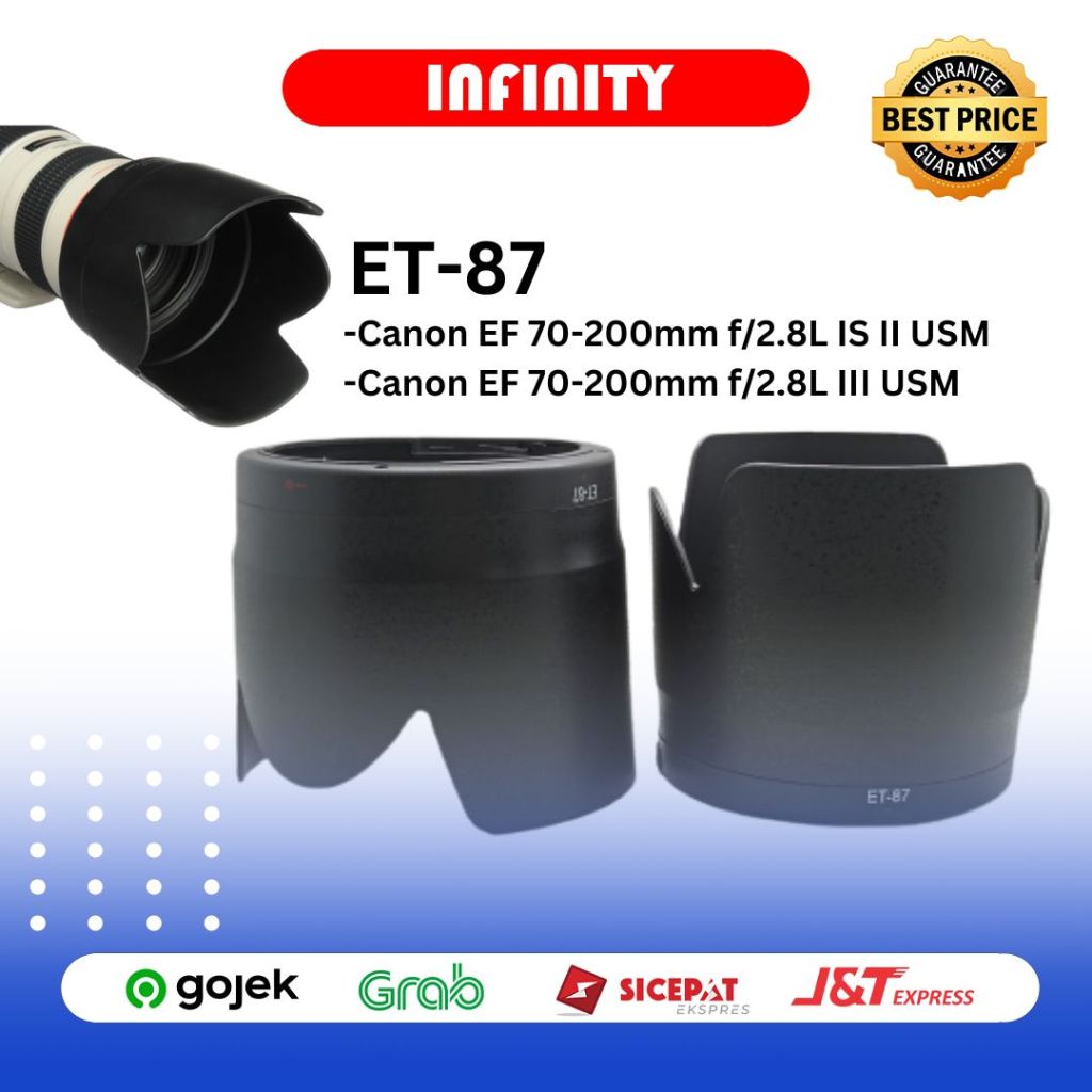 Jual Lens Hood ET87 For Canon 77mm 70200 Mm F/2.8L IS II III USM Zoom