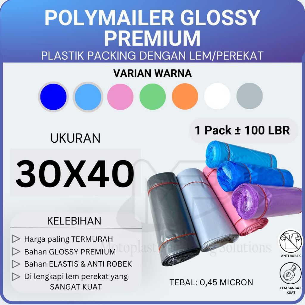 Jual Plastik Packing Polymailer Glossy 30x40 Isi 100 Lbr Shopee Indonesia 5987