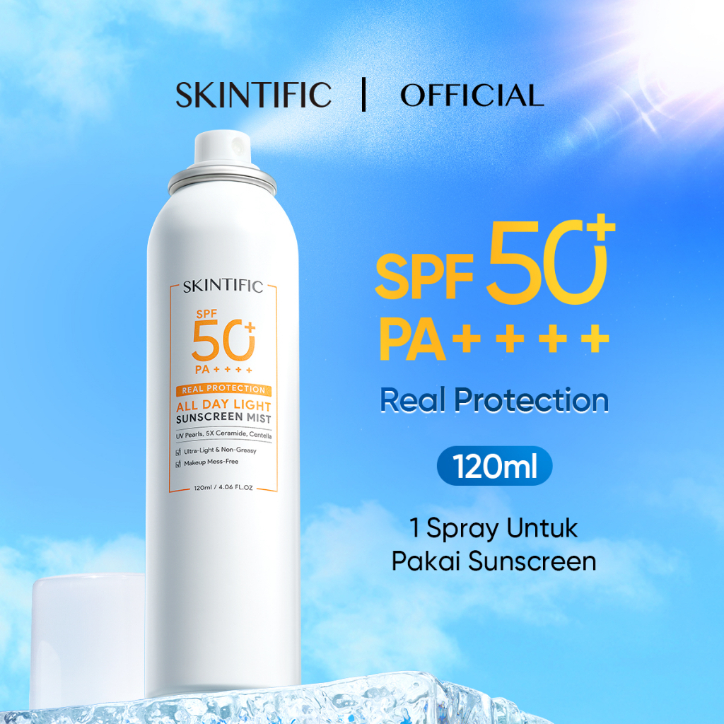 Jual SKINTIFIC All Day Light Sunscreen Mist SPF50 PA++++ 120 ML