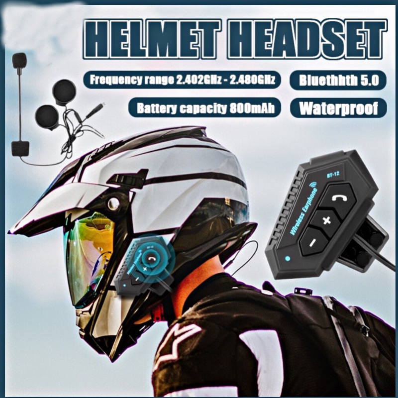 Jual INTERCOME BT12 Bluetooth 5.0 Helm Sepeda Motor Headphone BT12