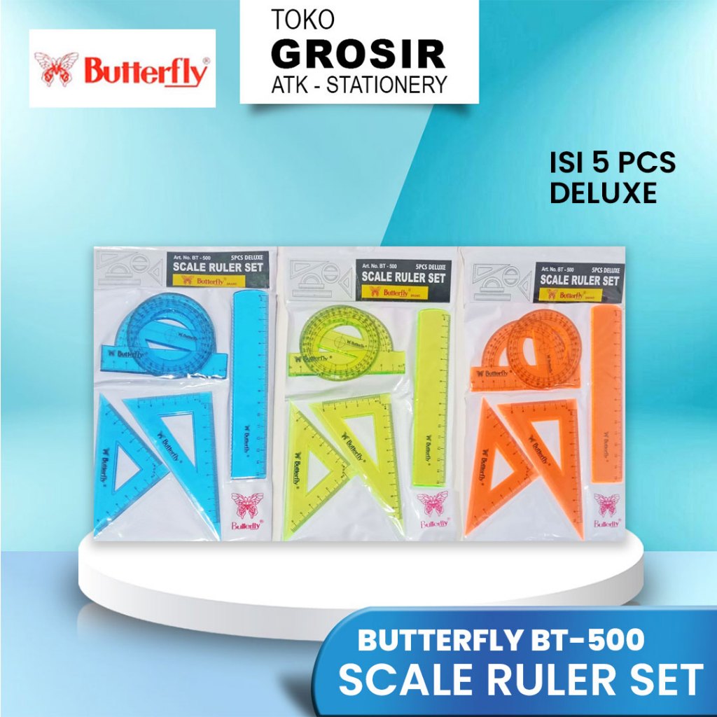 Jual PENGGARIS BUTTERFLY BT500 / SCALE RULER SET ISI 5 pcs | Shopee ...