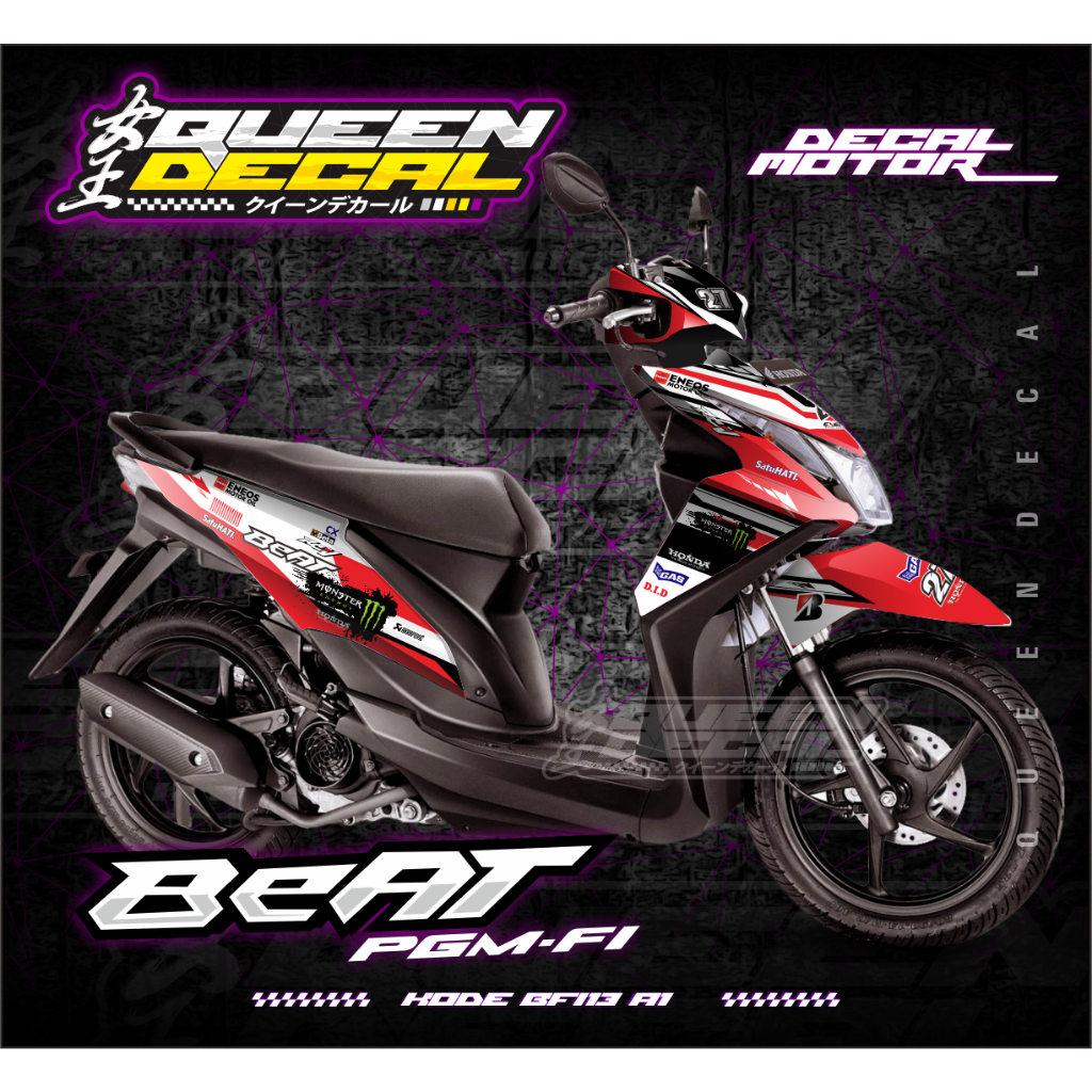 Jual Decal beat fi old - STICKER DECAL FULL BLOK MERAH RACING - BFI ...