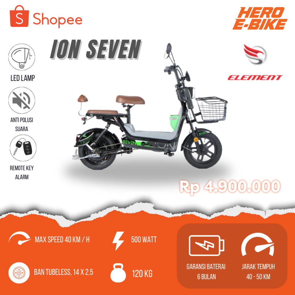 Jual Sepeda Listrik Element Ion Seven Watt Setara Watt New