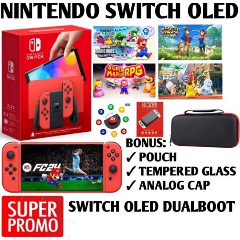Jual Nitendo Switch Console OLED Mario Red 512GB full Games | Shopee ...