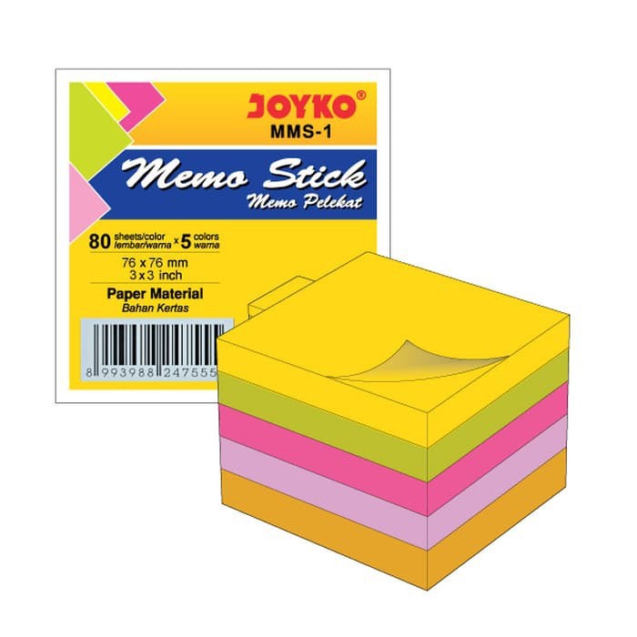 Jual Memo Stick Cubes 5 Warna MMS-1 JOYKO/ Kertas Note sticky / Paper ...