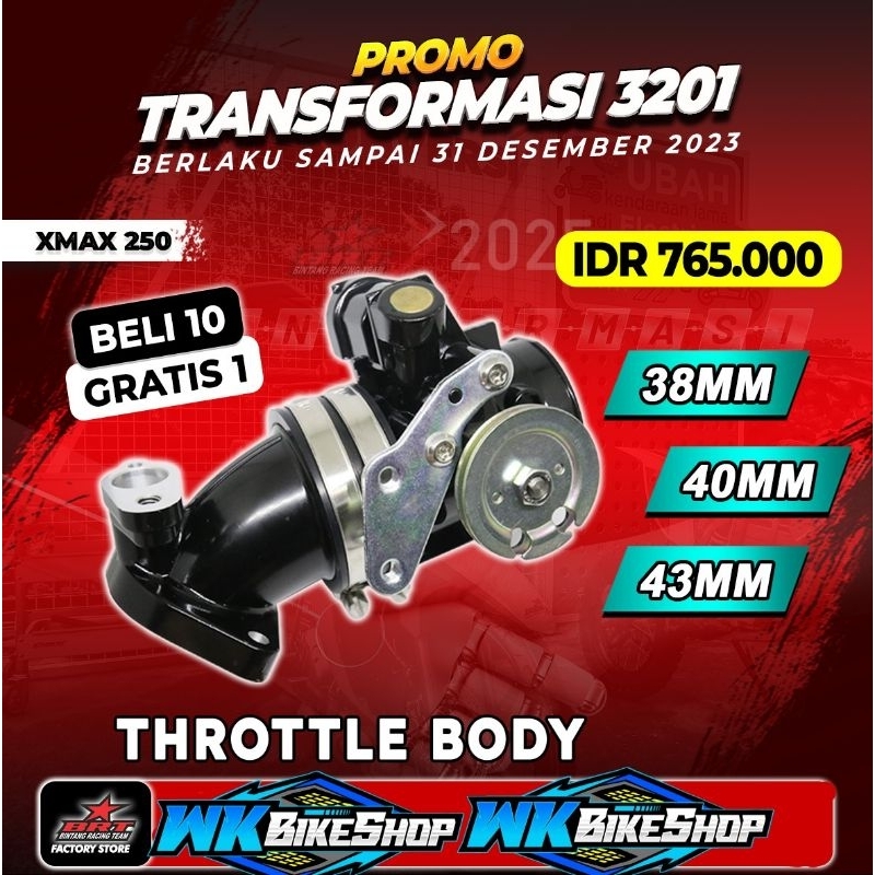 Jual THROTTLE BODY XMAX 250 + BANANA BRT (38MM 40MM 43MM ) Shopee