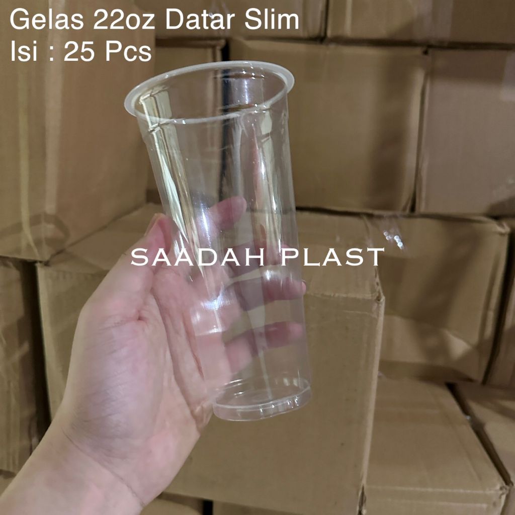 Jual Isi 25 Gelas Plastik 22oz Slim Bahan Pp Tebal Cup Datar 22oz Thai Tea Shopee Indonesia 5070