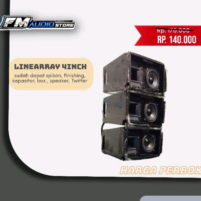 Jual linearray 4inch / line array 4inch single siap colok ke power ...