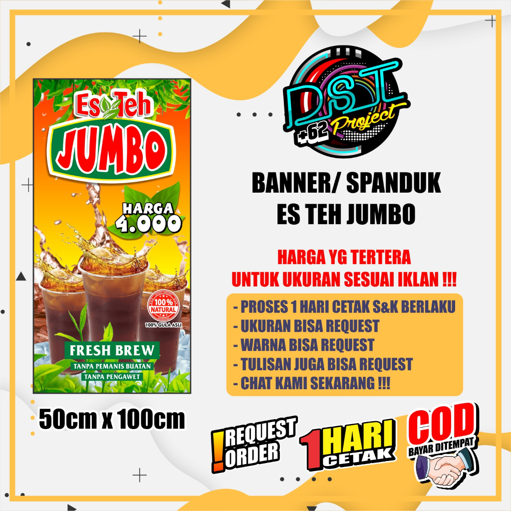 Jual BANNER / SPANDUK ES TEH JUMBO 50X100 | Shopee Indonesia