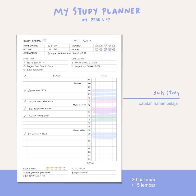 Jual Dear Lily - Study Planner / Perencaan Belajar / Catatan Belajar ...
