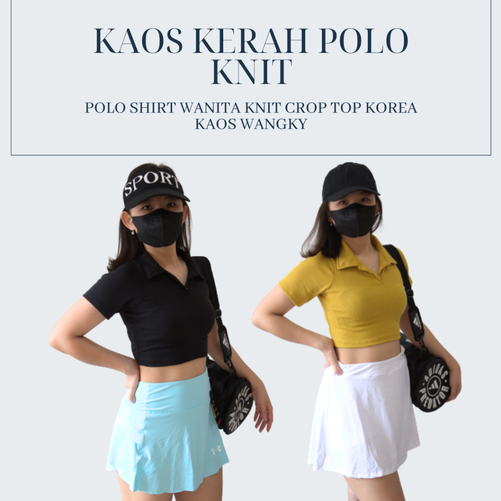 Jual Oppa Style Shop 031 Kaos Kerah Polo Shirt Wanita Knit Crop Top ...