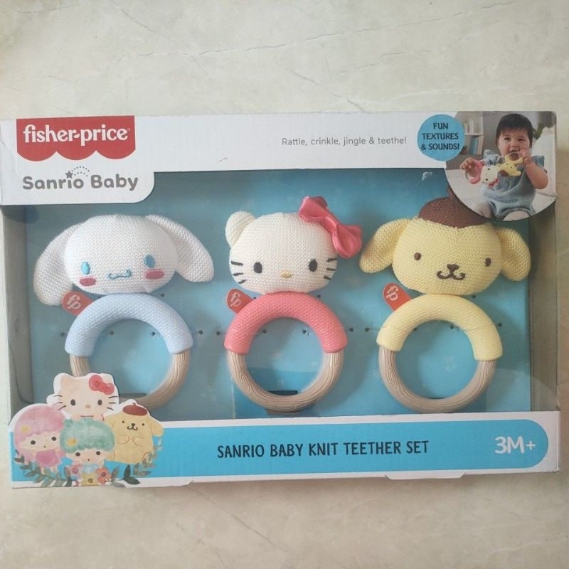 Jual Fisher price sanrio baby cinnamoroll hello kitty kuromi ratlle jingle knit teether set