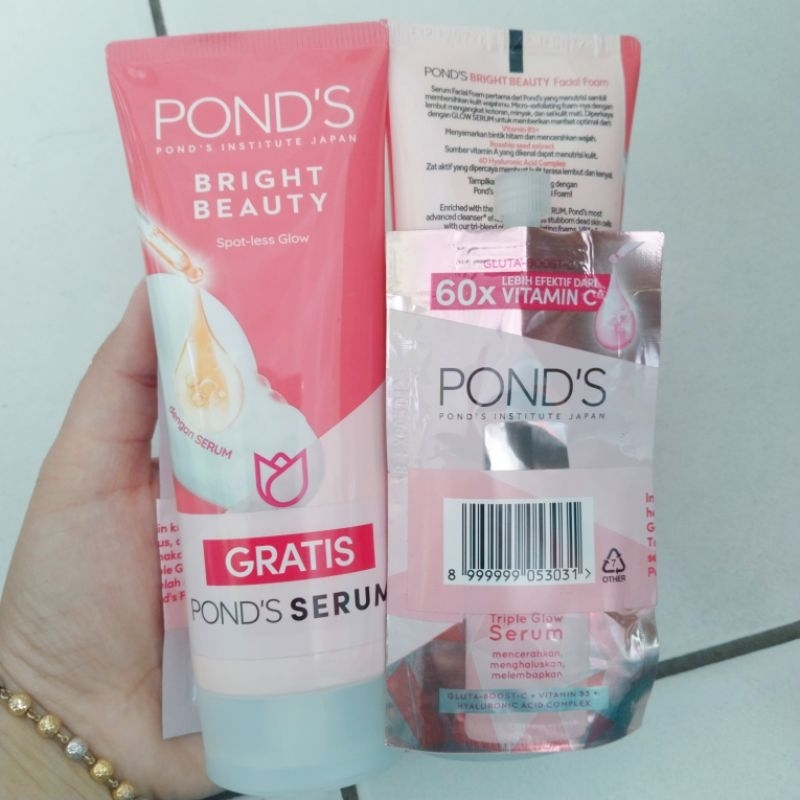 Jual Ponds Bright Beauty Serum Facial Wash 100 G Gratis Serum Sachet ...