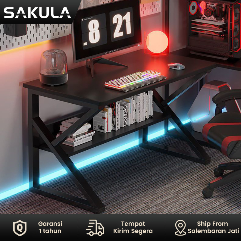 Jual SAKULA Meja Komputer Dengan Partisi Hitam (A122a 120cm×60cm ...