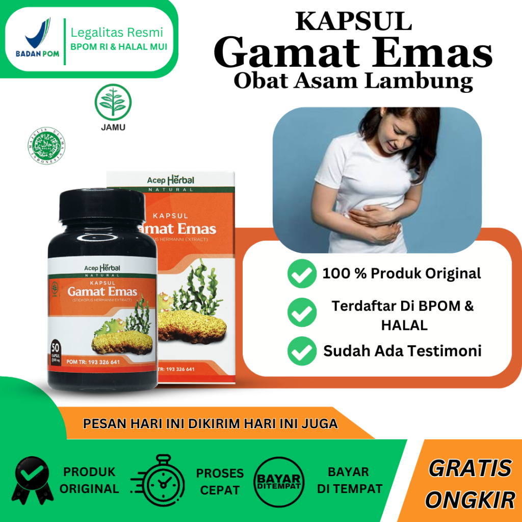 Jual Kapsul Gamat Emas Asli 100 Original Obat Asam Lambungmaag Gerdmaag Kronisnyeri Ulu 8593