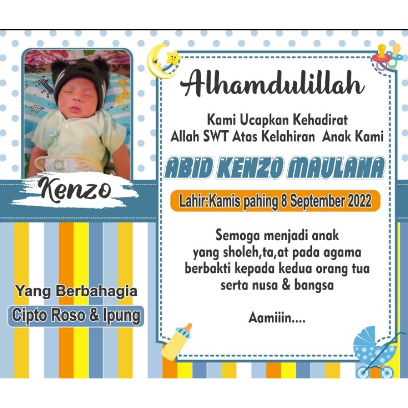 Jual stiker tasyakuran kelahiran/stiker aqiqah request foto anak