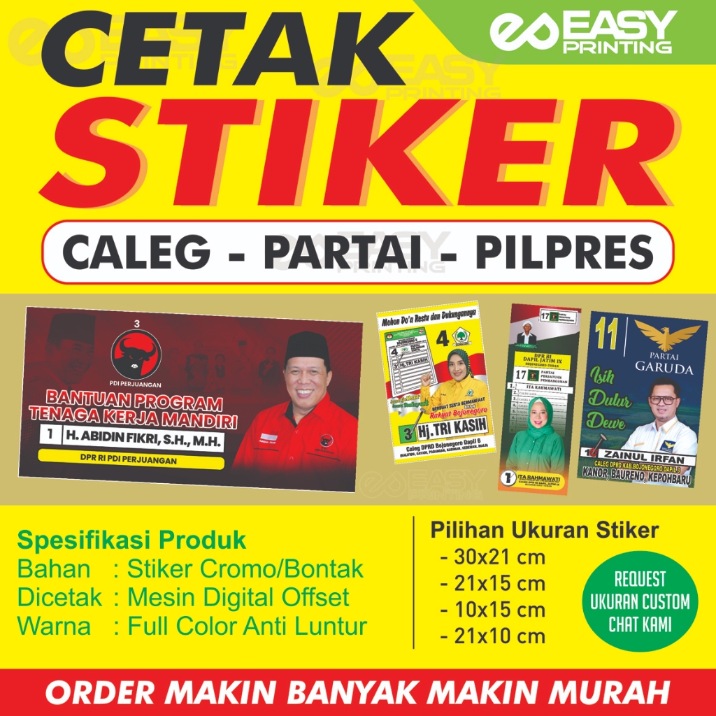 Jual Cetak Stiker Caleg Partai Murah Shopee Indonesia