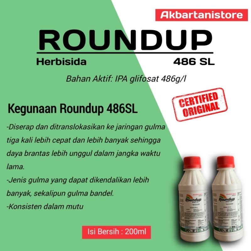 Jual Herbisida Roundup 200ml Pembasmi Rumput Liar Sawah Kebun Dan