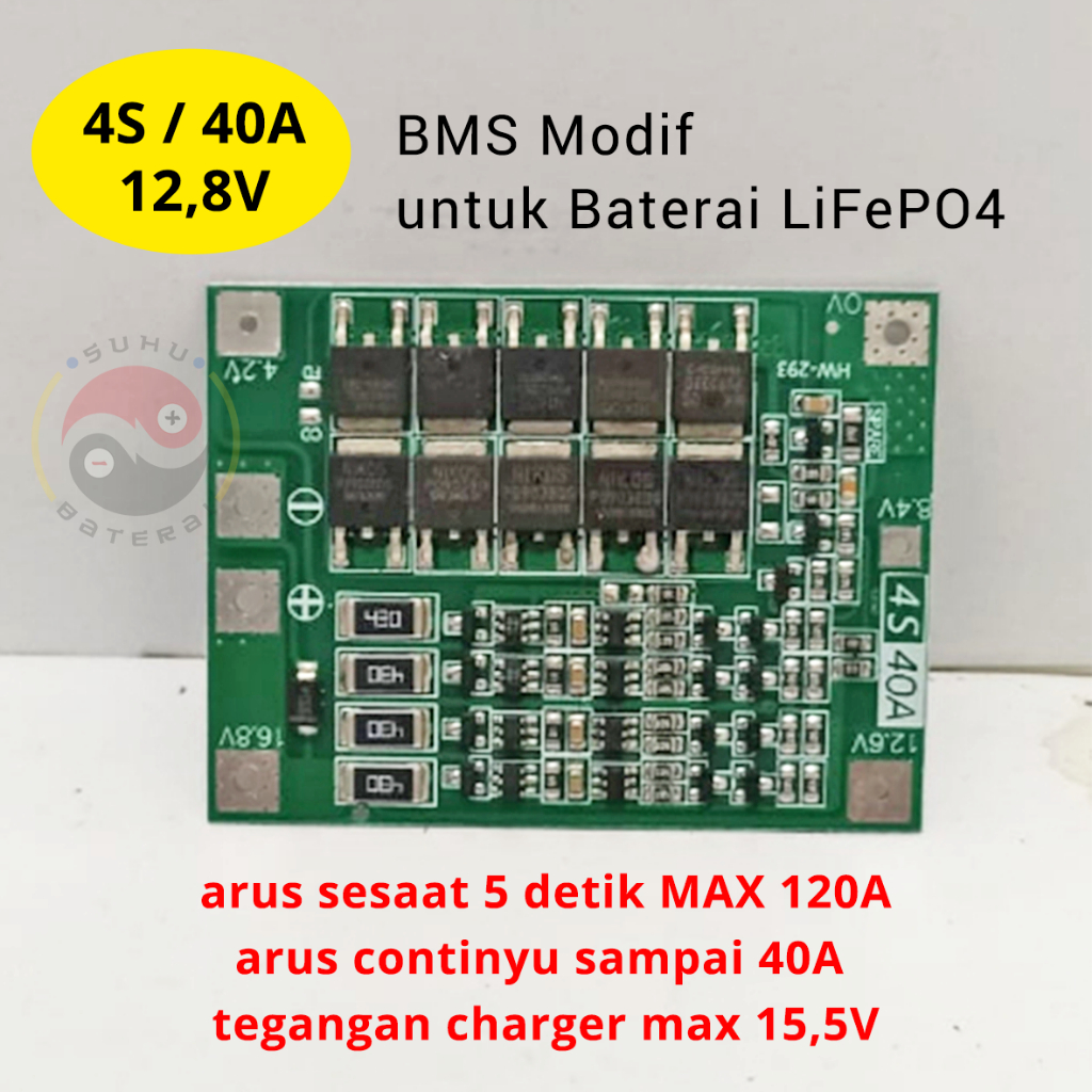 Jual BMS LiFePo4 4S 40A BISA STARTER MOTOR ARUS STARTER MAX 120A MODIF ...