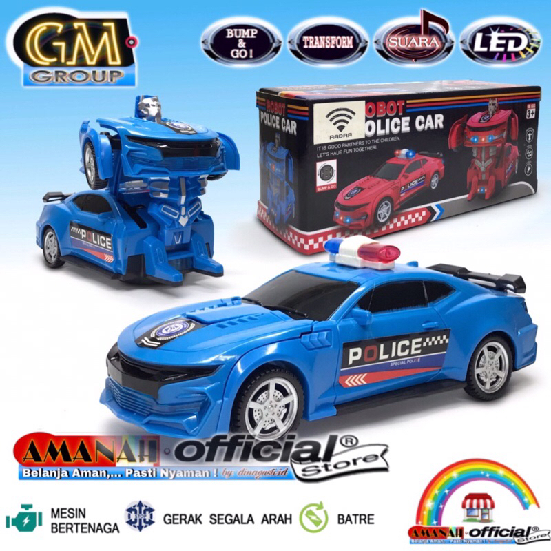 Jual GM BO Car 1586 Robot Police Mobilan Batre Lampu dan Suara