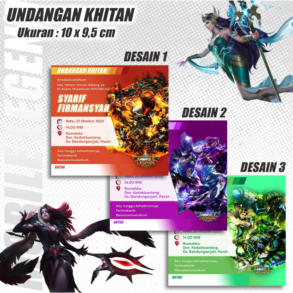 Jual UNDANGAN KHITAN MOBILE LEGEND / ULANG TAHUN ANAK MOBILE LEGEND