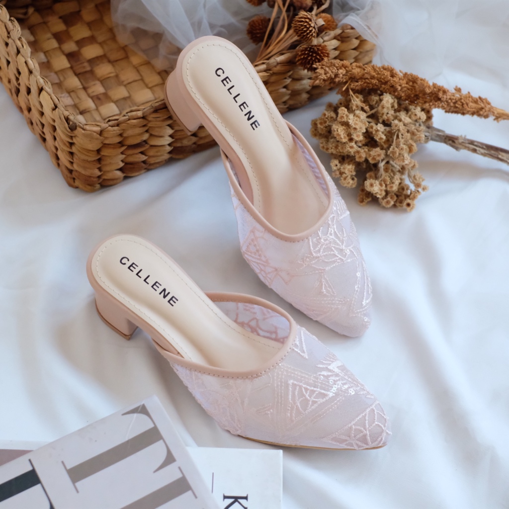 Cellene • Simplies Lacey Heels series sepatu brokat wedding shoes 5cm