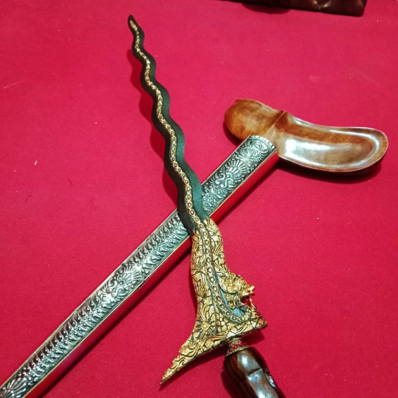 Jual Keris Nogo Sosro Luk 13 Kinatah Kamarogan Sepuh Emas Shopee