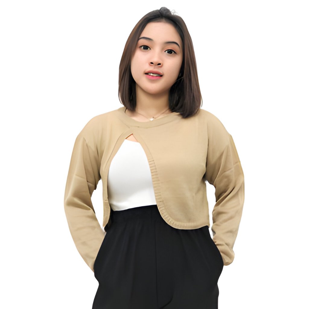 Jual Balero Crop Top Rajut Wanita Cardigan Oneck Long Sleeve | Shopee ...