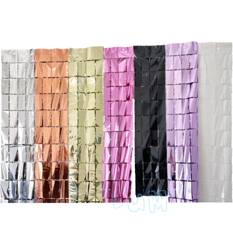 Jual Foil Curtain Fringe Square Kotak Kotak Tirai Rumbai METALLIC 2m x