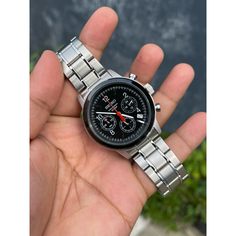 Jam Tangan Pria Seiko Chronograph 100m Black Dial 6T63 00A0 Original SSB011P1 Stainless