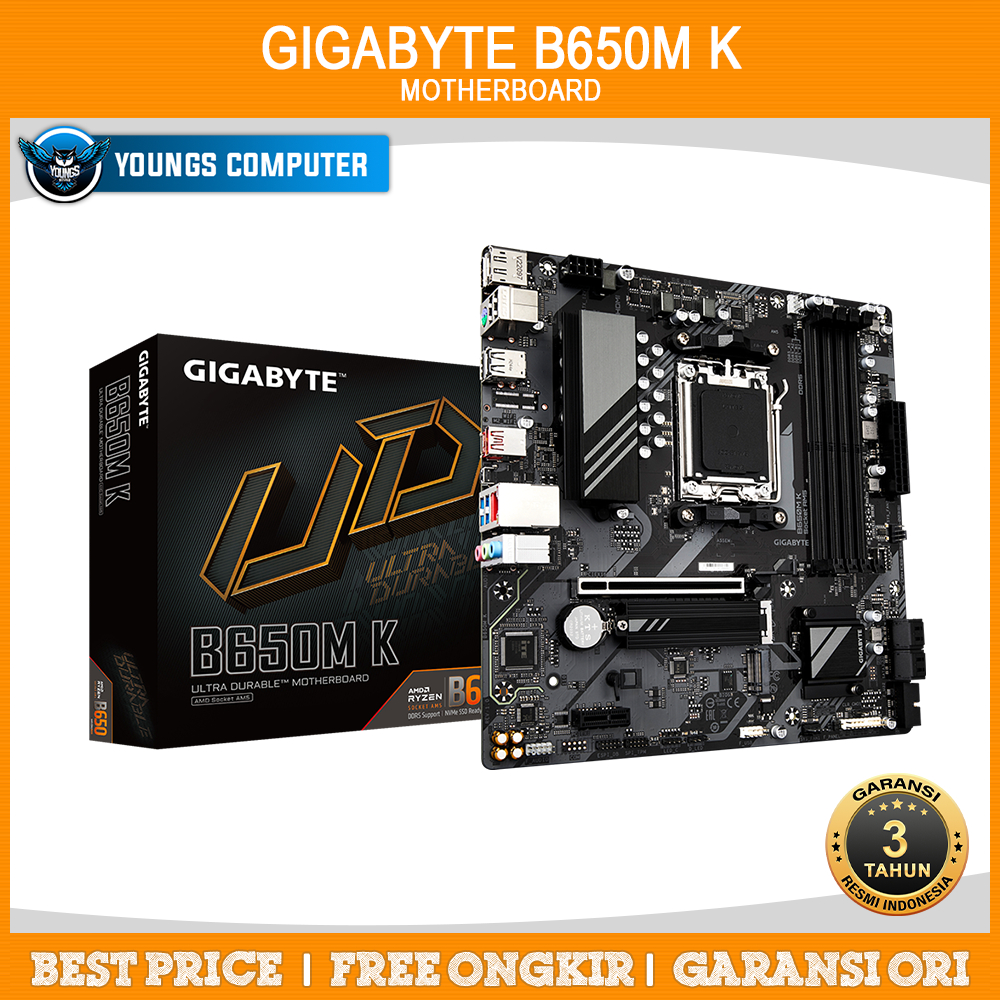 Jual GIGABYTE B650M K | MOTHERBOARD AMD B650 AM5 DDR5 Micro ATX ...