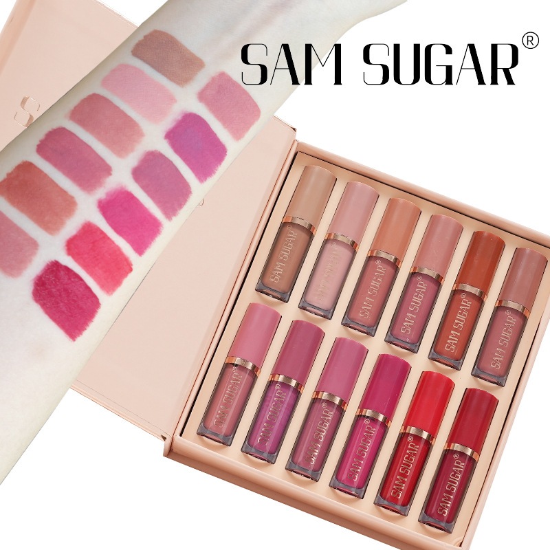 Jual SAM SUGAR Lipstik Set 12 warna Dalam 1 box Tahan Lama Anti Air
