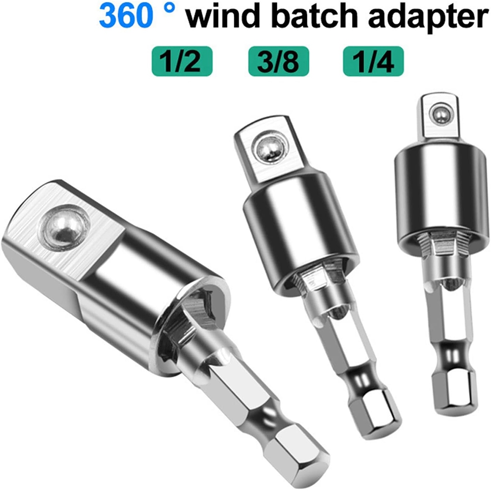 Jual JLD 3pcs Adapter Kepala Bor Hex Socket 1/2,3/8,1/4inch 360 Degree ...