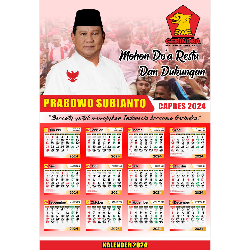 Jual Cetak Kalender Caleg 2024 Cetak Kalender Poster 2024 Minim