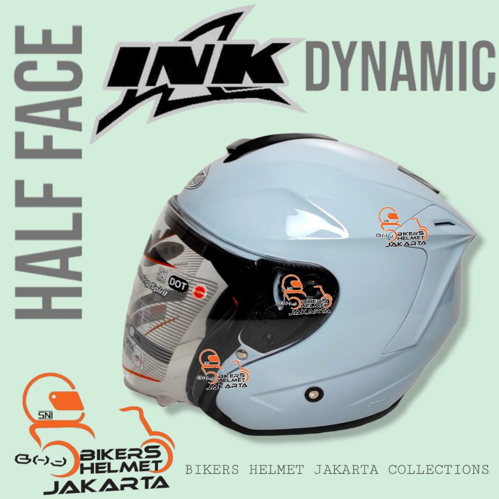 Jual HELM INK DYNAMIC SOLID STEEL BLUE HALF FACE | Shopee Indonesia