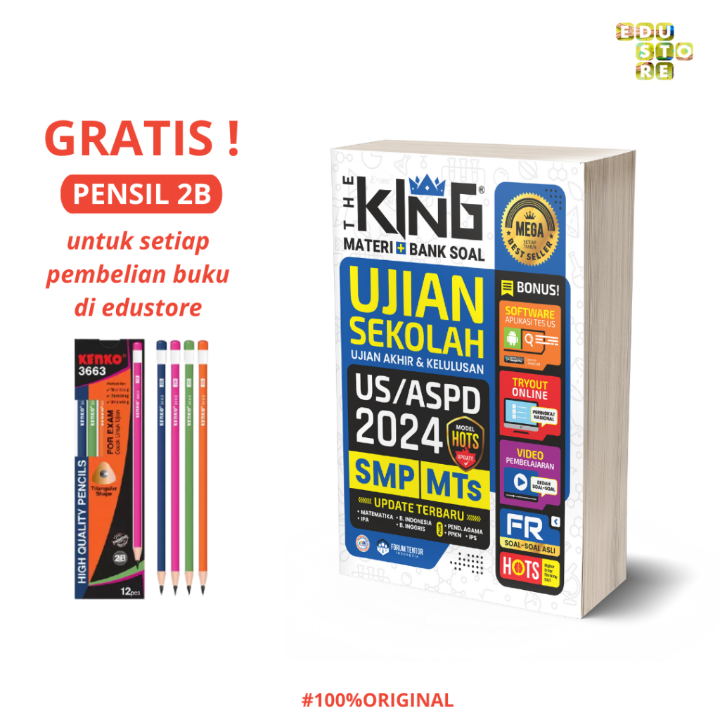 Jual BUKU UJIAN SEKOLAH US/ASPD SMP 2024 THE KING MATERI BANK SOAL ...