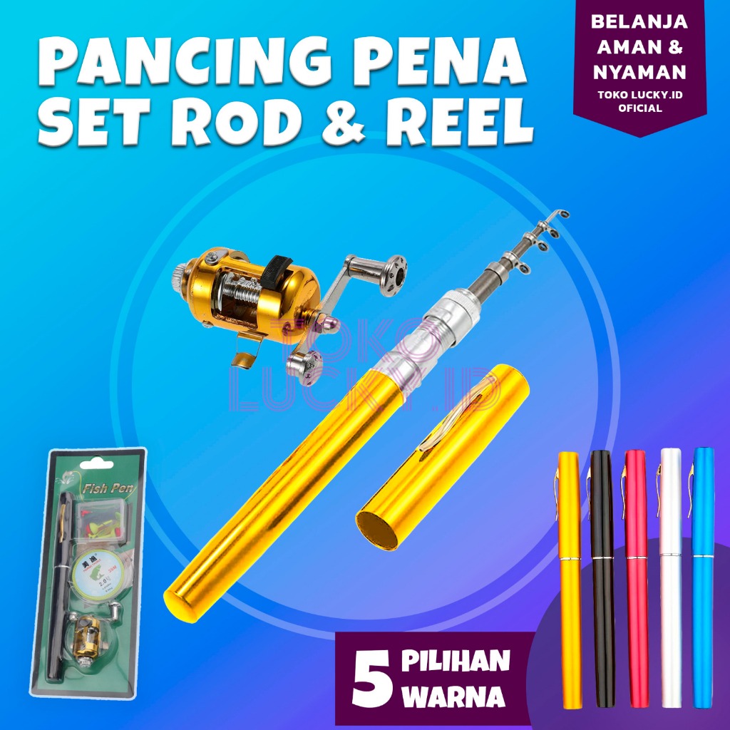 Joran Pena 1M Lengkap Pancingan Mini Set Kail Pelampung Benang