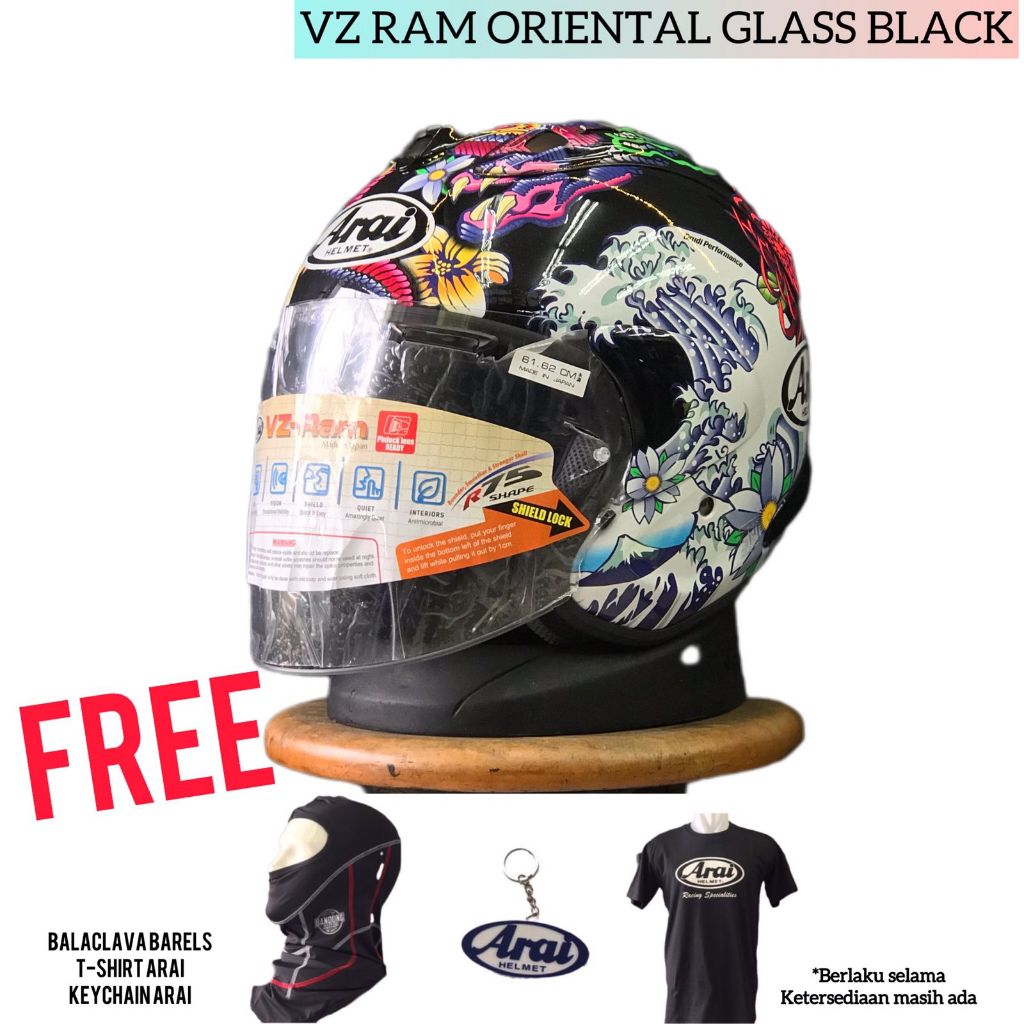 Jual Arai Half Face VZ Ram Oriental Black Gloss Series Helm Halfface Japan Shopee Indonesia