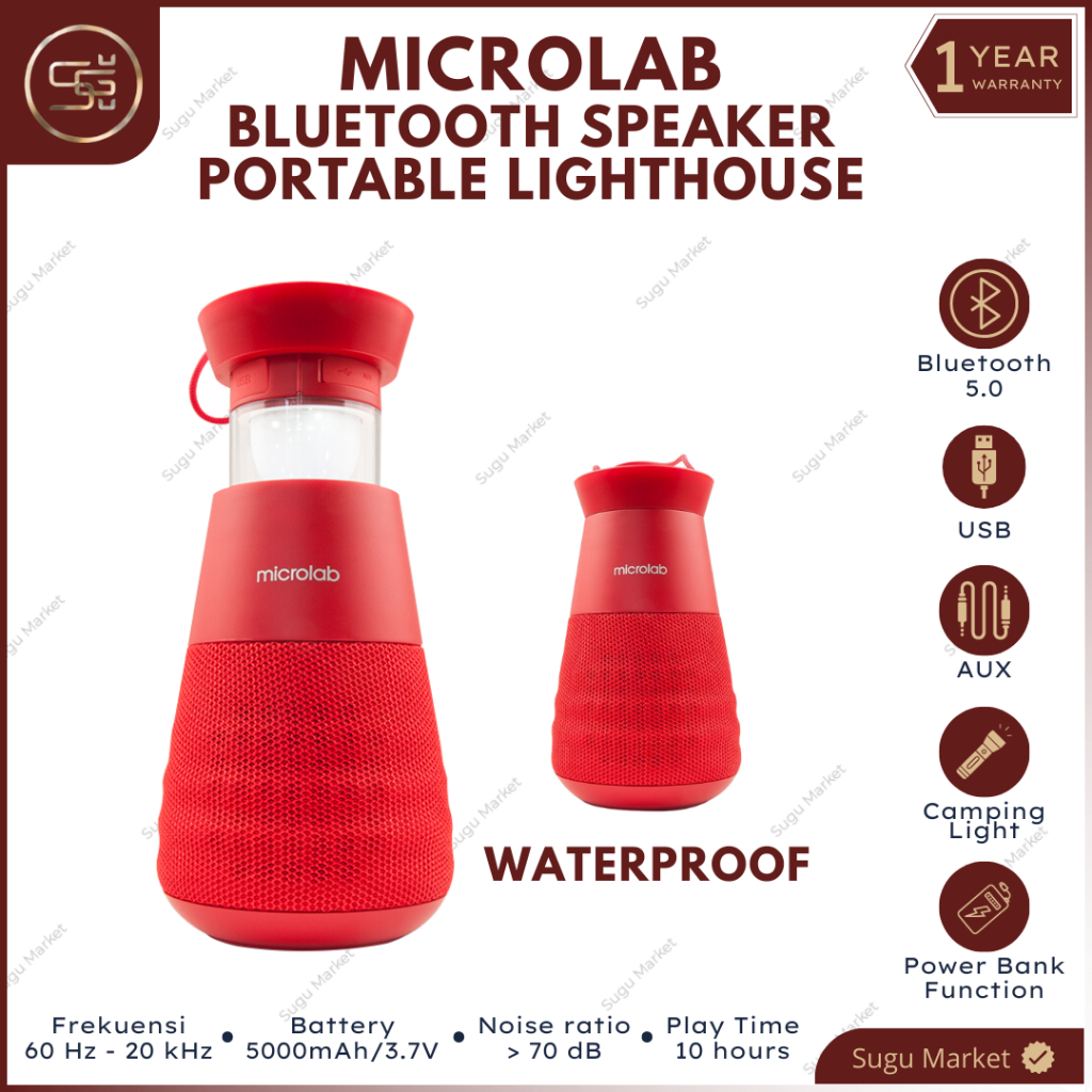Jual MICROLAB LIGHTHOUSE OUTDOOR CAMPING BLUETOOTH SPEAKER TWS PORTABLE