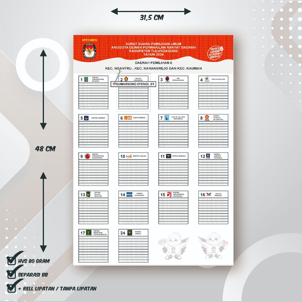 Jual Contoh Kertas Spesimen 2024 Spesimen Surat Suara Shopee Indonesia 0426