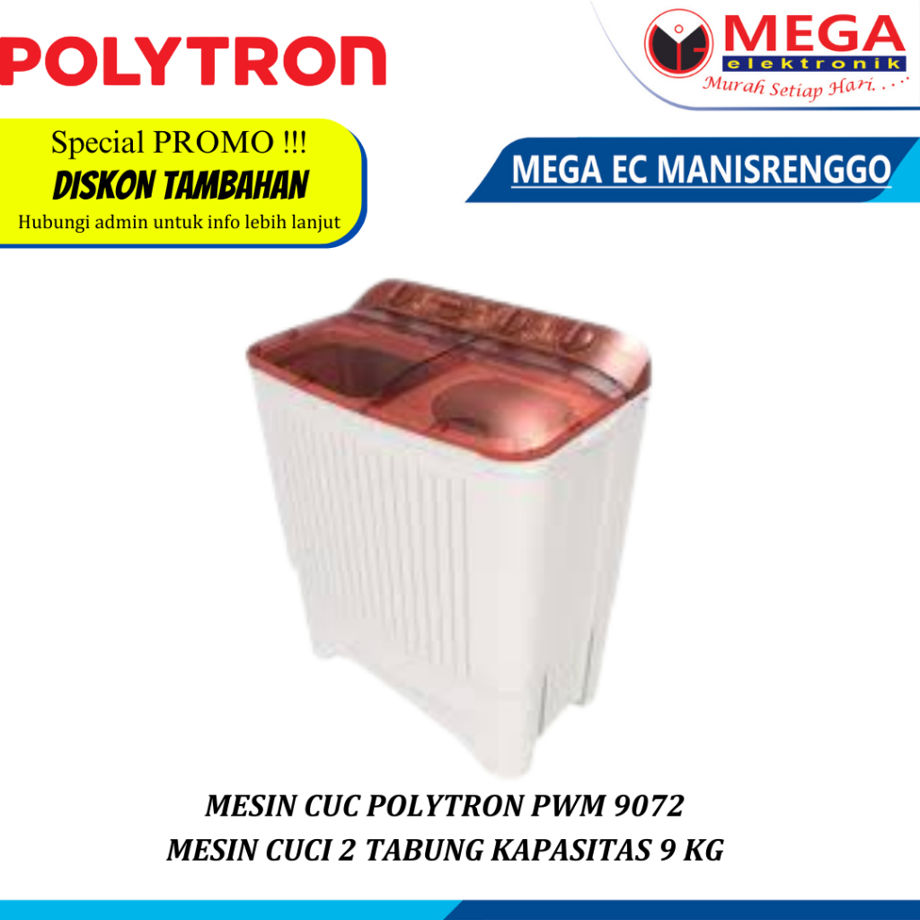 Jual Mesin Cuc Polytron Pwm 9072 Mesin Cuci 2 Tabung Kapasitas 9 Kg ...