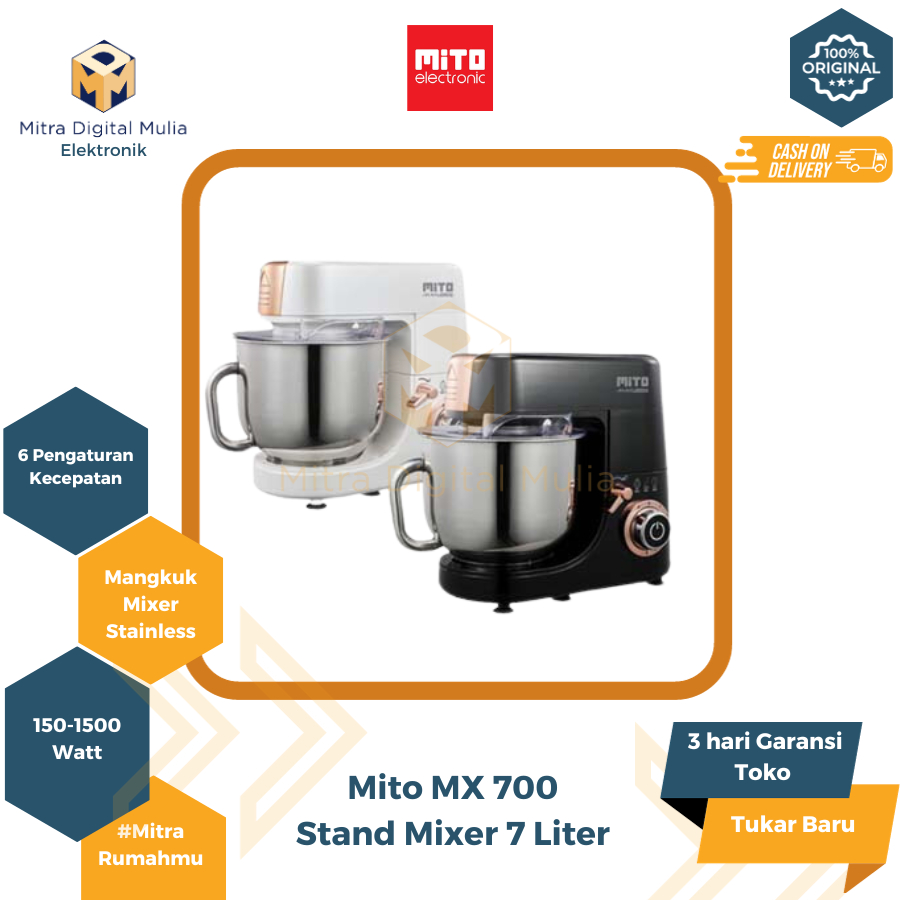 Jual Mito MX 700 Stand Mixer Maxi MX700 Mixer Berdiri Gear Stainless 7