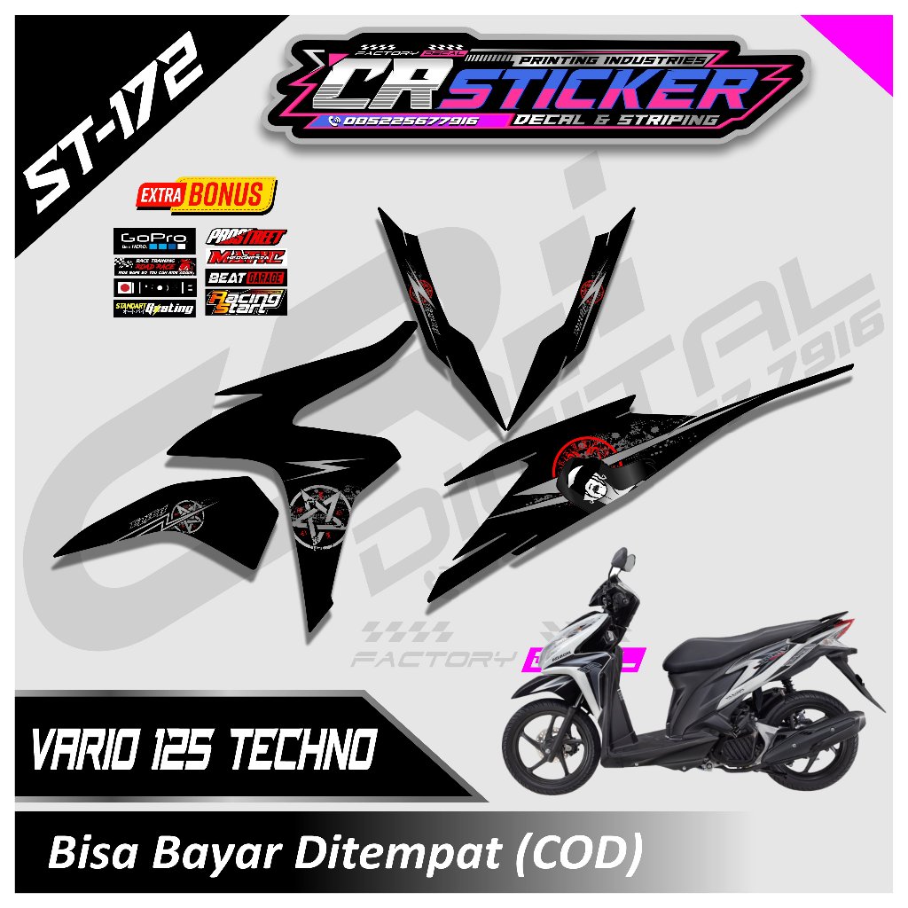 Jual Sticker Striping vinyl Motor Honda Vario 125 Techno 125 old Desain