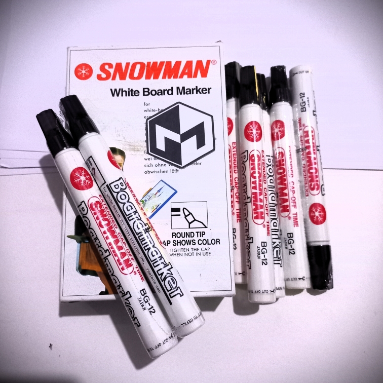 Jual (COD) SPIDOL SNOWMAN BOARDMARKER BG-12 HITAM/BLACK | Shopee Indonesia