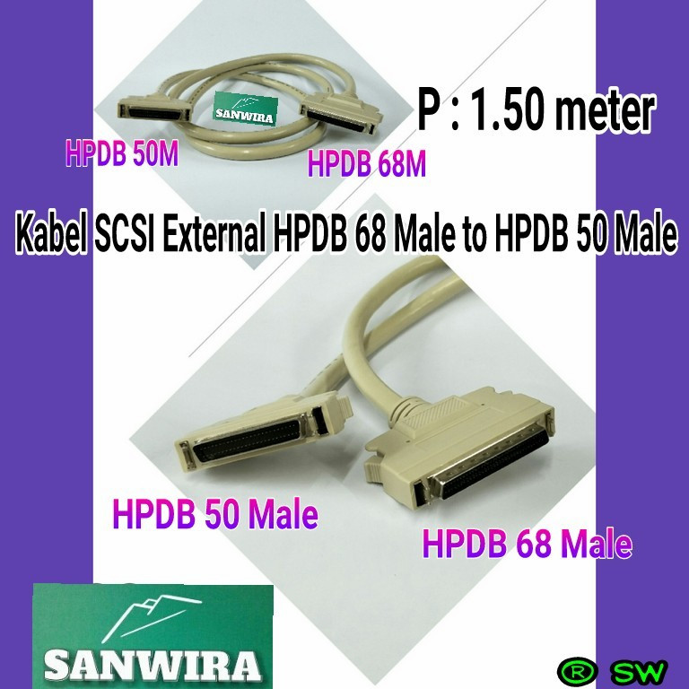 Jual Kabel SCSI External HPDB 68 Male to HPDB 50 Male - Panjang : 1.50 ...