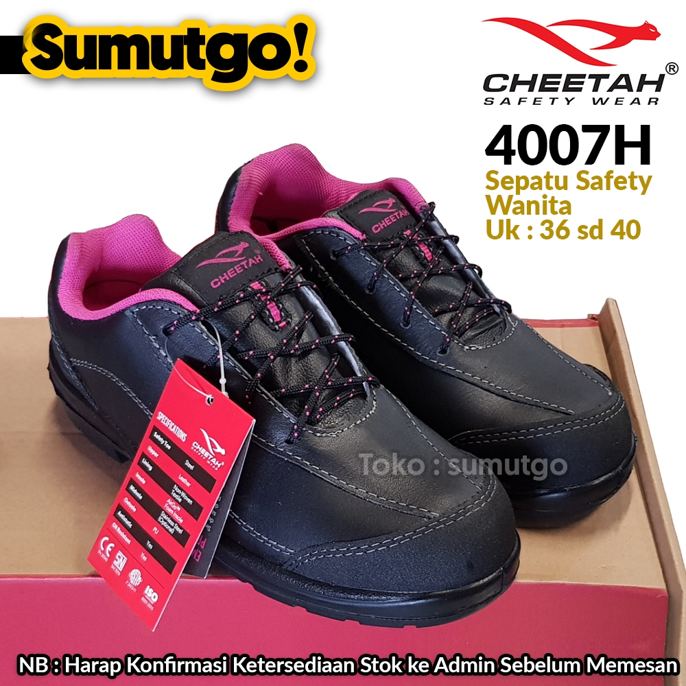 Jual Original Cheetah 4007h Sepatu Safety Wanita Pendek Bertali Hitam 4007 H Women Safety