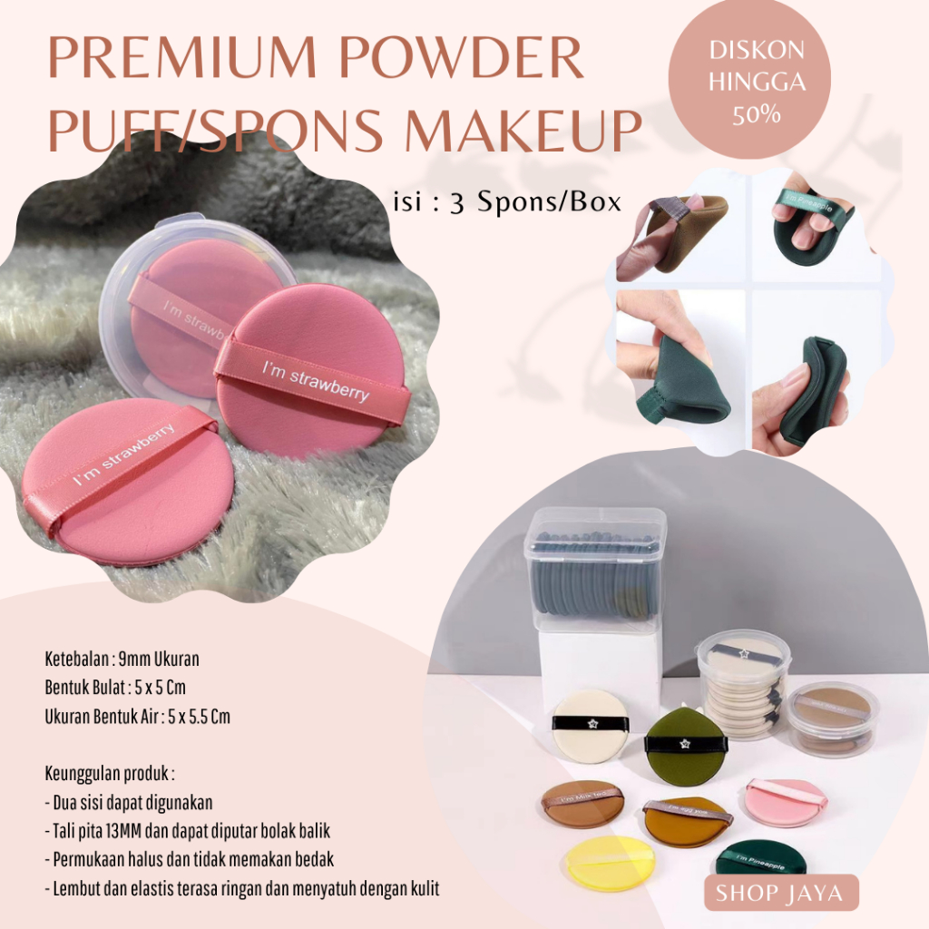 Jual 1 Box 3pcs Sponge Cushions Spons Puff Foundation 3 In 1 Spon Make