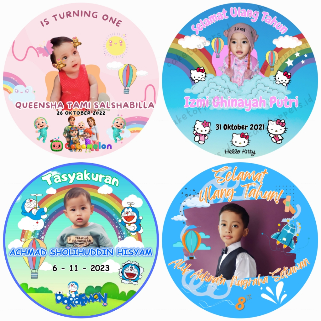 Jual stiker ulang tahun anak custom (7cm isi 20pcs) Shopee Indonesia